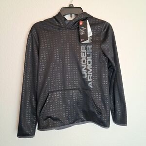Boys Youth Under Armour Cold Gear Charcoal Gray Pullover Hoodie Size Large